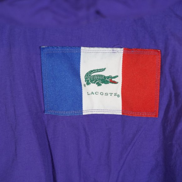 Vintage 90's Lacoste Windbreaker jacket w/ hood Purple and green - Picture 3 of 5